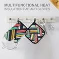 thumbnail image 4 of Yayeee Oven Mitts and Pot Holder Set of 2 Heat Resistant Kitchen Gloves Baking Hot Pad, Red Geometric, 4 of 5