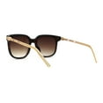 thumbnail image 2 of Womens Inset Horn Rimed Chain Arm Chic Rectangular Sunglasses Tortoise Brown, 2 of 4