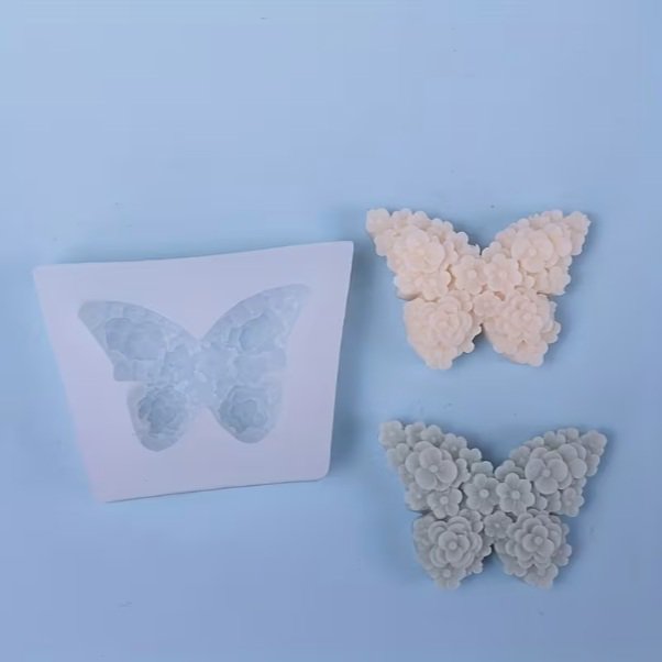 Molde de silicona versátil for aromaterapia, velas, chocolate y yeso - Diseño de rosa y mariposa