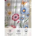 thumbnail image 6 of Sheer Curtains 108 Inches Long, Spring Floral Semi Sheer Curtains Light Filtering Window Treatment, Grey Plaid Pink Blue Flowers Butterfly Privacy Voile Drapes for Living Room Bedroom 52x108 Inch, 6 of 7