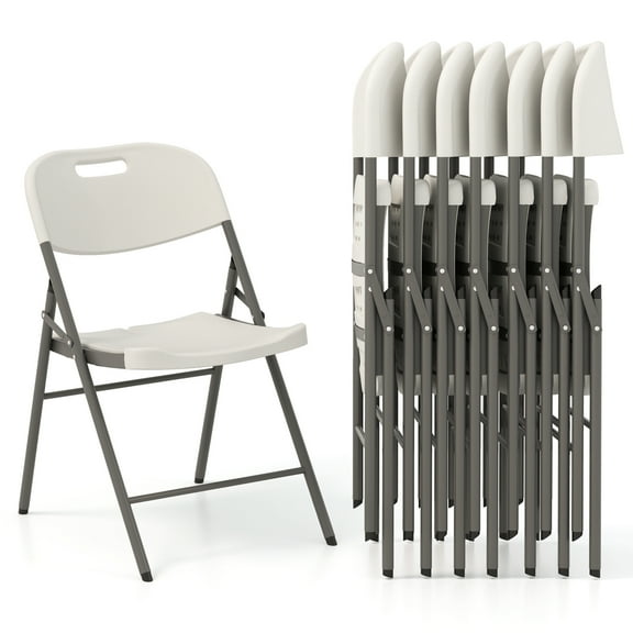Topbuy 8 Pack Folding Chairs Stackable Plastic Chairs with Waterproof HDPE Seat
