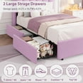 thumbnail image 5 of IdealHouse LED Twin Size Bed Frame with Storage Headboard, Boucle Upholstered Platform Bed for Girls, 2 Drawers & Bookcase, No Box Spring Needed, Purple, 5 of 7