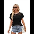 thumbnail image 1 of Camisas de Corta para Mujer, Blusas Elegantes de Encaje para Verano 2025, Camisetas Casuales de Moda, Blusas Lindas. Negro XL, 1 of 8