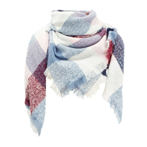 Prolriy Scarf for Women, Ladies' Plaid New Thorn Square Scarf Ladies' Plaid Triangle Scarf Womens Scarf Blue