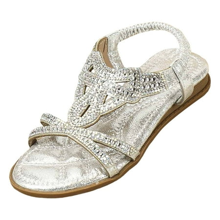 eczipvz Pink Sandals for Girls Toddler Girls Pearl Sequins Sandals Formal Dress Open Toe Fancy Wide Shoes Kids Baby Elegant Flat Non Slip Fancy Shoes(Silver 11.5)
