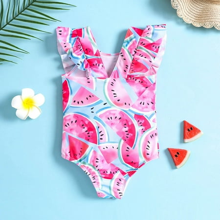 

Gubotare Summer Toddler Girls Ruffles Watermelon Prints 1 Piece Swimwear Beach Onesie Swimsuit Bikini Swimsuit Girls 7-16 Pink 12-18 Months