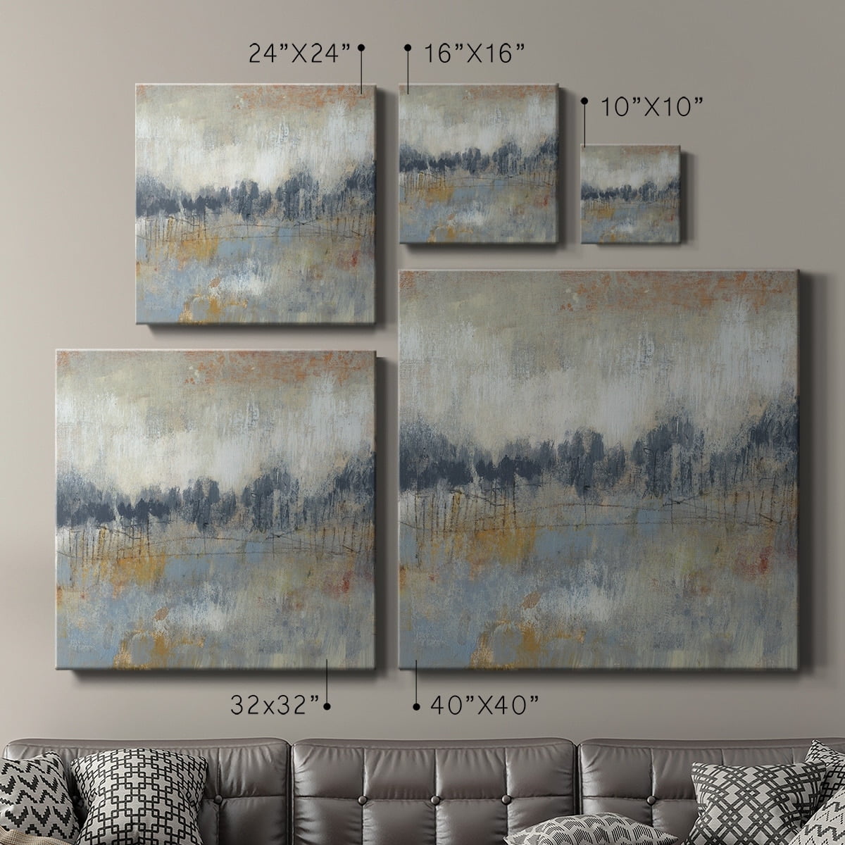 Wexford Home Cool Grey Horizon II-Premium Gallery Wrapped Canvas, 16" x 16" - Ready to Hang
