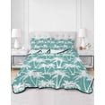 thumbnail image 2 of Quilts Full Size Bedding Set, Teal Palm Tree Summer Lightweight Quilted Comforter, Beach Tropical Botanical Coastal Soft Reversible Bedspread Coverlet with Pillow Covers for All Season, 78" x 90", 2 of 7