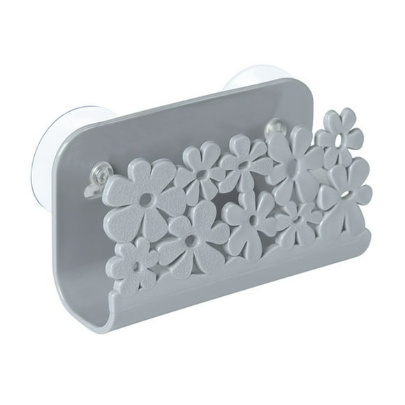 Kitchen Sink Sponge Shelf Hollow Out Drain Rack Soap Hanging Holder Bathroom Rack Holder Suction Cup Scouring Pad Soap Holder Grey