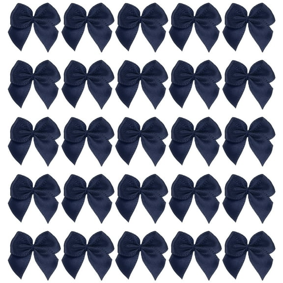 Uxcell 1 Inch Mini Satin Ribbon Bows, 200 Pcs Bowknot Flowers DIY Craft Ribbon Appliques for Gifts Navy Blue