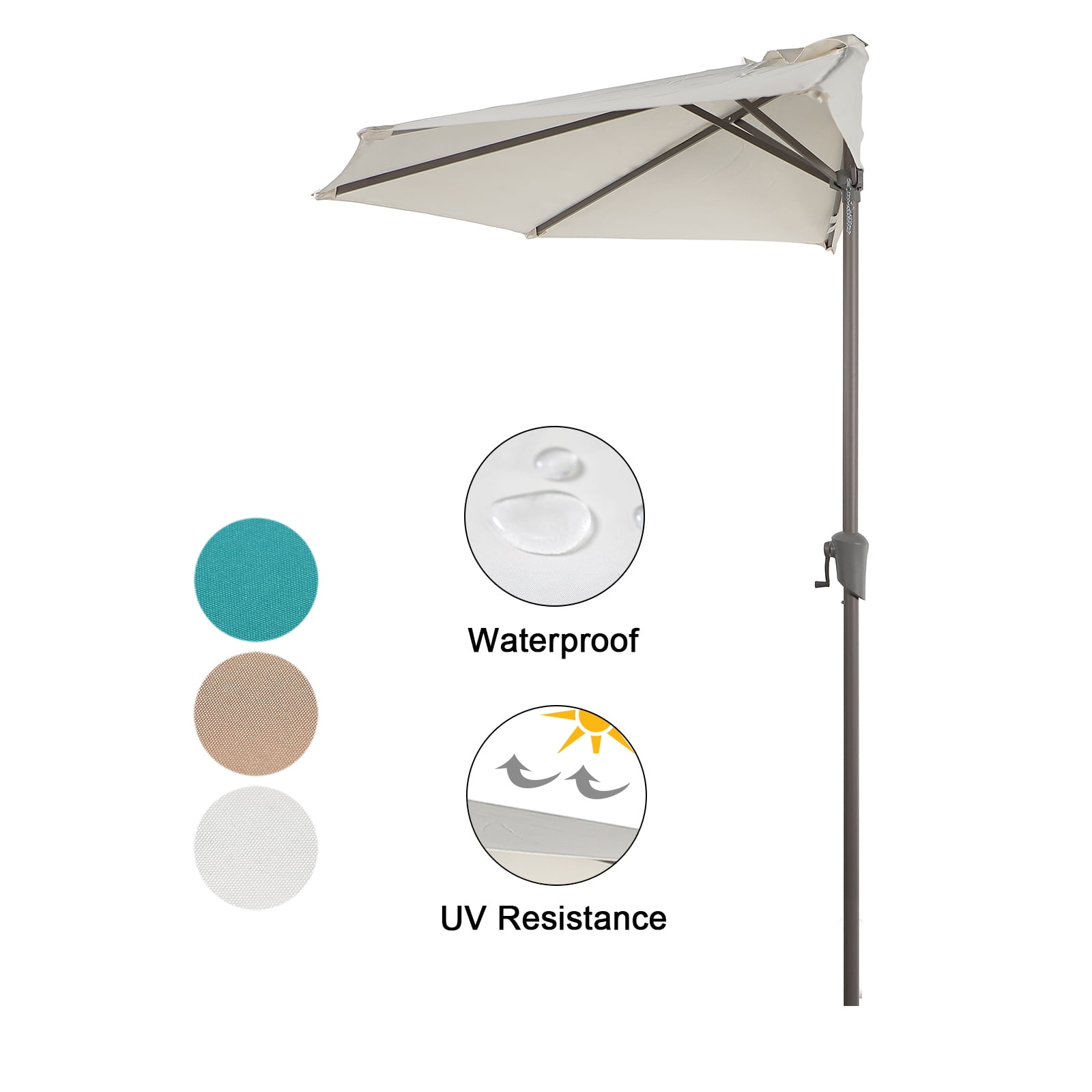 Details about   9FT Half Round Umbrella Waterproof Folding Sunshade Beach Umbrella Patio Supply 