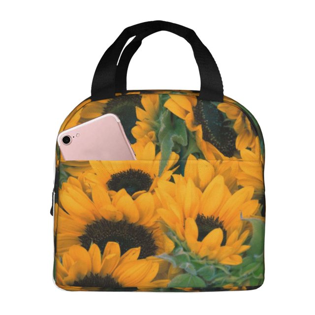Fotbe Sunflowers 7 Bolsa Térmica con Estampado y Forro de Aluminio Grueso Bolsa de Almuerzo con Bolsillo Frontal para Hombres y Mujeres, Ideal para Trabajo, Escuela