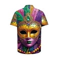 thumbnail image 4 of JURANMO Daily Deals Clearance Mens Hawaiian Shirts Novelty Mask Graphic Printed T-Shirt Casual Lapel Button Up Vacation Summer Top Multicolor 5XL, 4 of 6