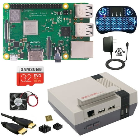 Berryku Raspberry Pi NESPi Media Center Kit (32GB) - NESPi Case, Raspberry Pi 3 B+ (B Plus) Board, Power Supply, 32GB NOOBS, Backlit
