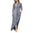 thumbnail image 2 of Njoeus Long Sleeve Maxi Dresses for Women Elegant Button Up Shirt Dress Casual Floral Print Loose Long Dresses, 2 of 8
