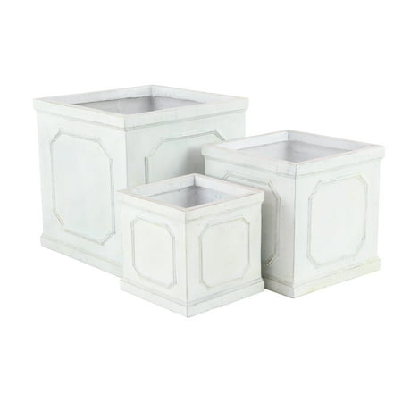 Square Platter - Decmode Farmhouse 11, 14, And 18 Inch Square White Planters - Set of 3