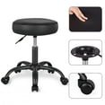 thumbnail image 3 of Amolife Round Rolling Stool PU Leather Height Adjustable Swivel Drafting, Fully Black, 3 of 6