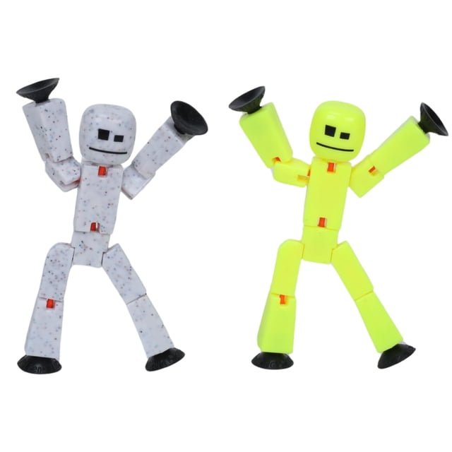 Paquete doble de Zing StikBot, incluye 2 StikBots, figuras de acción y accesorios coleccionables, animación en stop motion, para niños de 4 años en adelante (azul hielo y brillo negro sólido)
