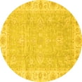 thumbnail image 1 of Ahgly Company Machine Washable Indoor Round Oriental Yellow Traditional Area Rugs, 7' Round, 1 of 4