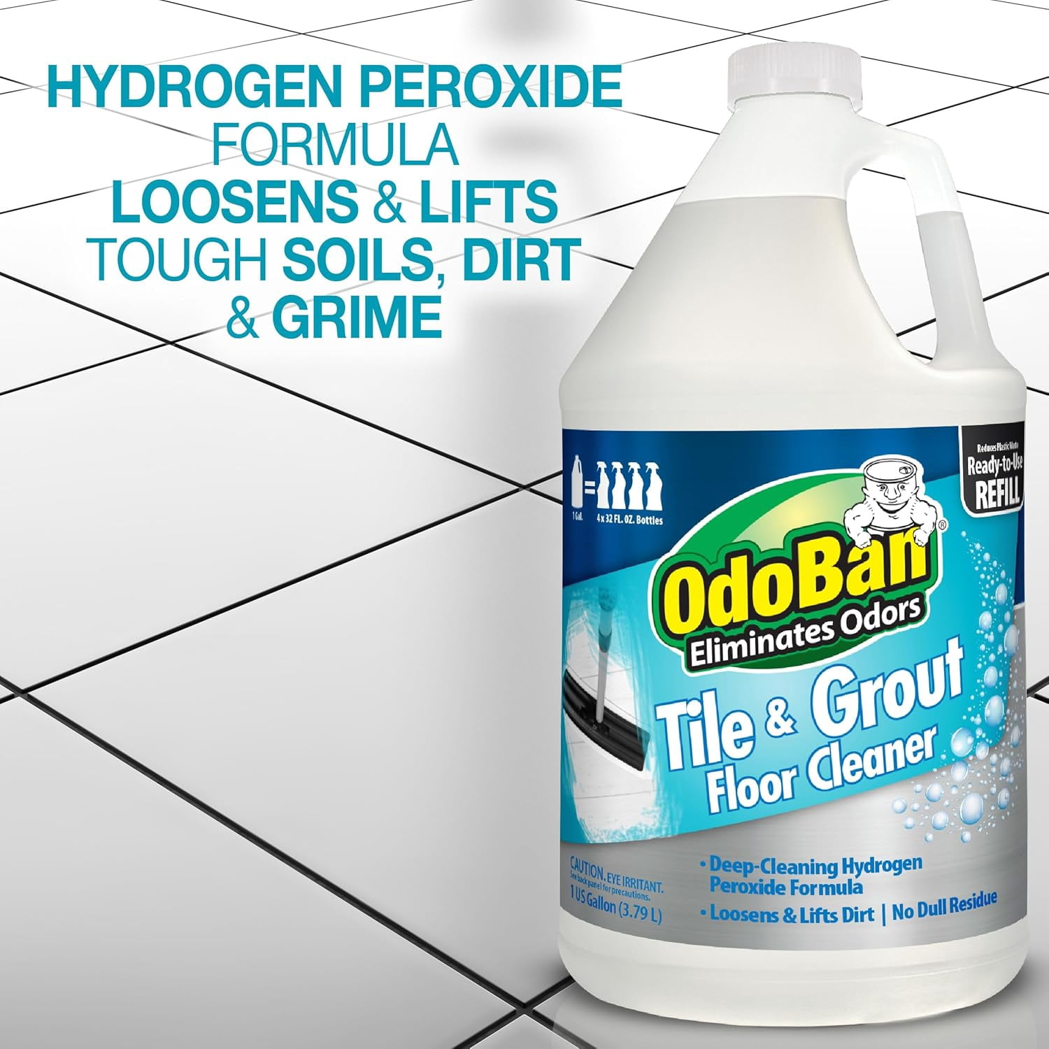 OdoBan Ready-to-Use Tile & Grout Floor Cleaner Refill, 4 Gallons