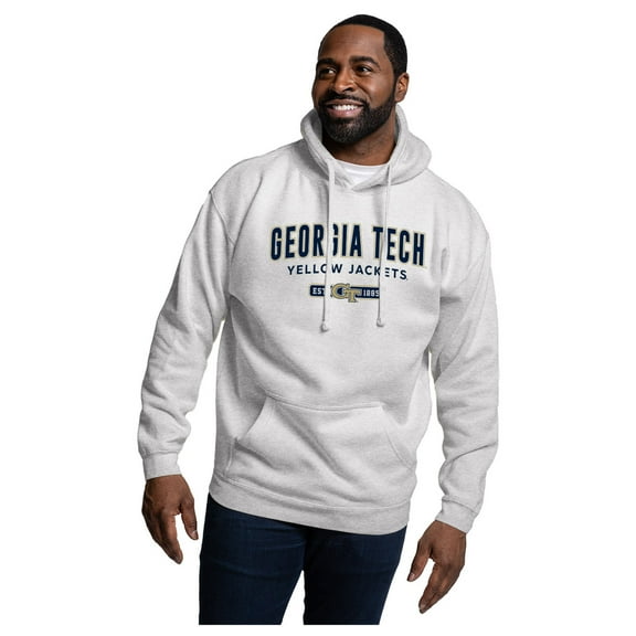 Men's-League Collegiate Wear Heather Gray Georgia Tech Yellow Jackets Essentials 2.0 Fleece Pullover Hoodie