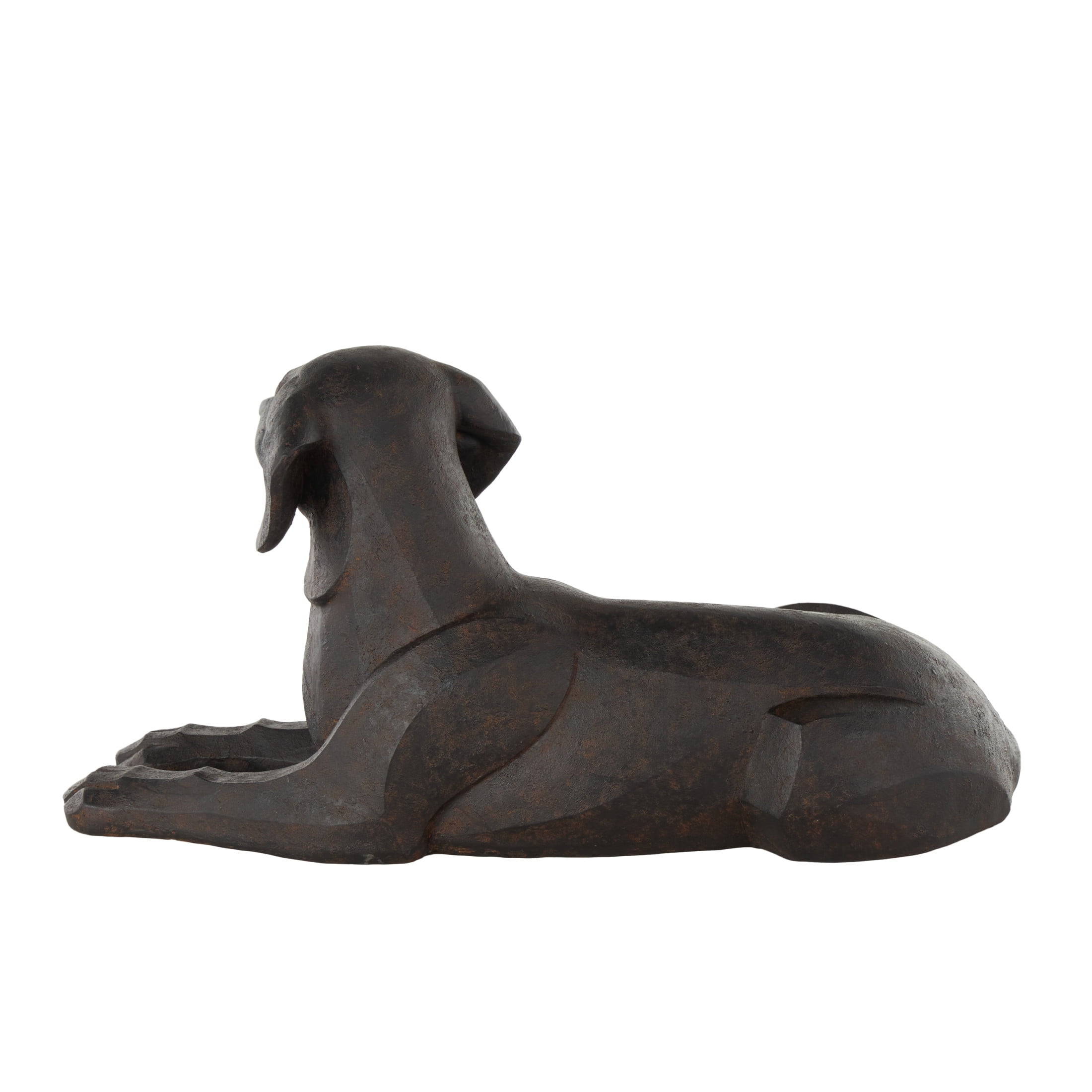 31" x 14" Black Resin Sitting Dog Sculpture with Copper Shadings, by DecMode