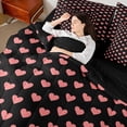 thumbnail image 4 of Manfei Romantic Couple Lover 7-Piece Twin Bedding Sets for Female Men Teens,Pink Love Heart Print Bedding Comforter Set,Valentine's Day Breathable Sheet Sets,Ultra Soft Home Decor,Reversible, 4 of 8
