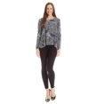 thumbnail image 2 of MBJ Womens WT1211 Print Long Sleeve High Low Top L WHITE_NAVY, 2 of 3