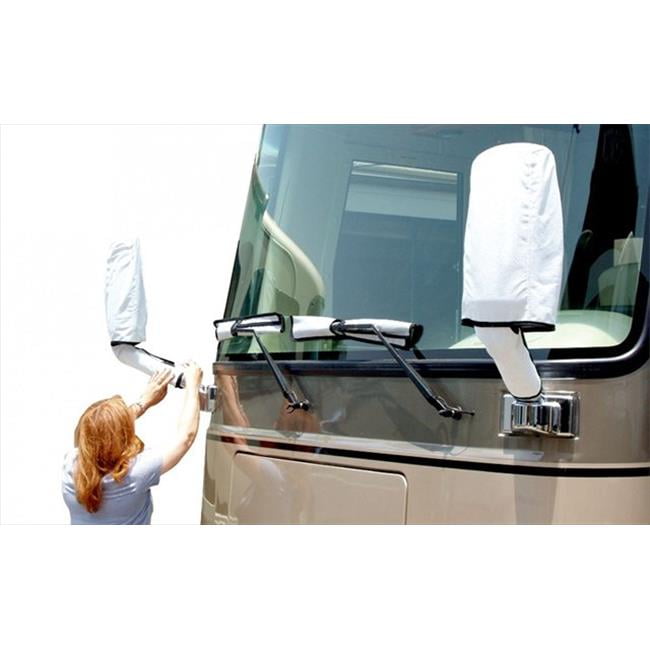 2478 White RV Mirror And Wiper Blade Universal Cover Set With Storage