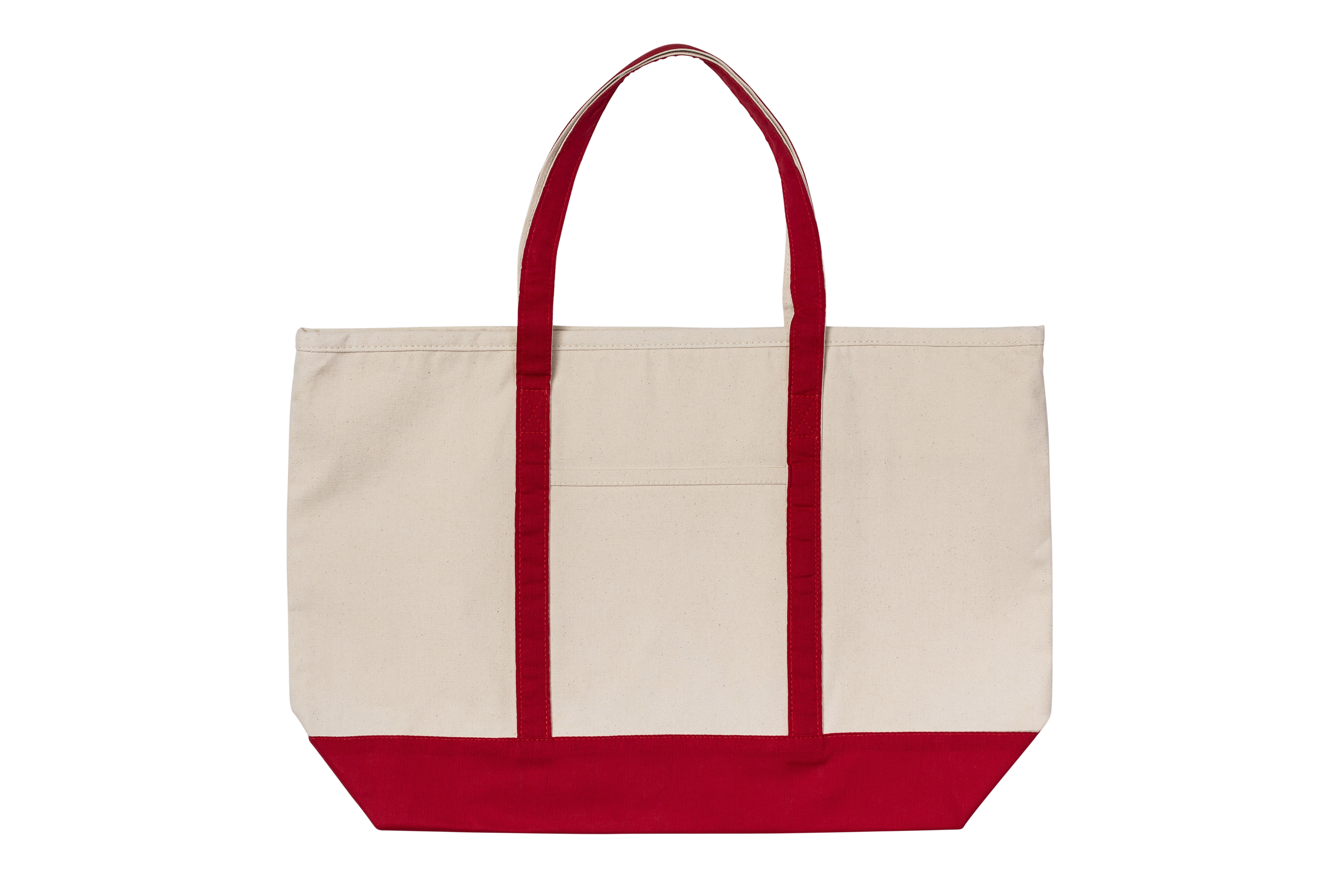 Canvas Heavy Tote Bag with Zipper & Front Pocket for Grocery, Beach, Picnic or Travel, 23' x 15' x 5' (Red)