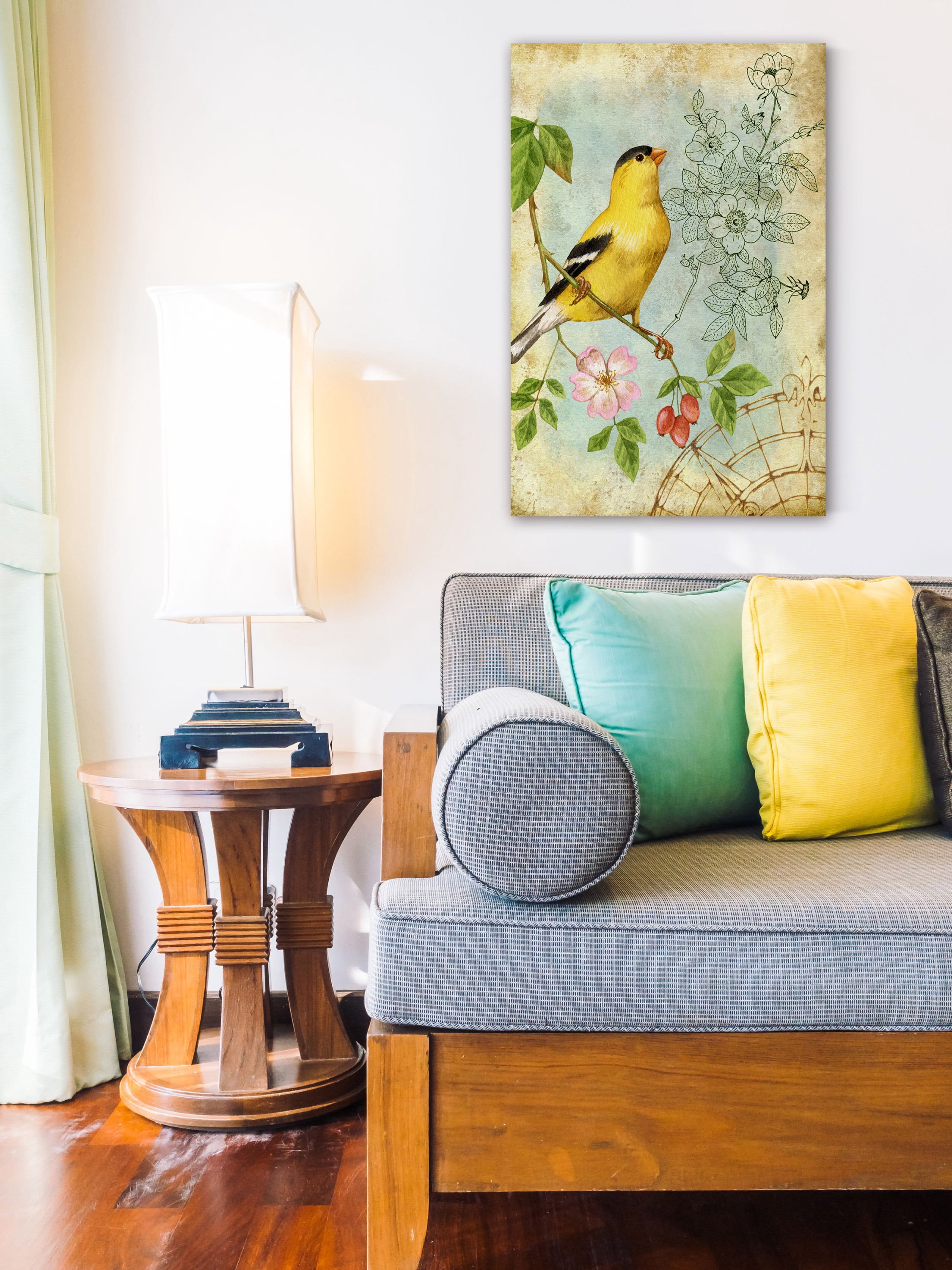 "Yellow Songbird" Painting Print on Wrapped Canvas