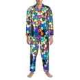 thumbnail image 4 of Kll Colorful Tie Dye Stained Glass 2 Sleepwear Mens Flannel Pajamas,Long Cotton Pj Set, 4 of 9