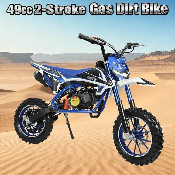 49cc Kids Dirt Bike, 2-Stroke Dirt Bike for Kids,Gas Power Motocross, Off Road Mini Motorcycle, Gas Bike Load 220LBS Springs Soft Seat Cushion Pocket Motorbike with Front Rear Disc Brakes