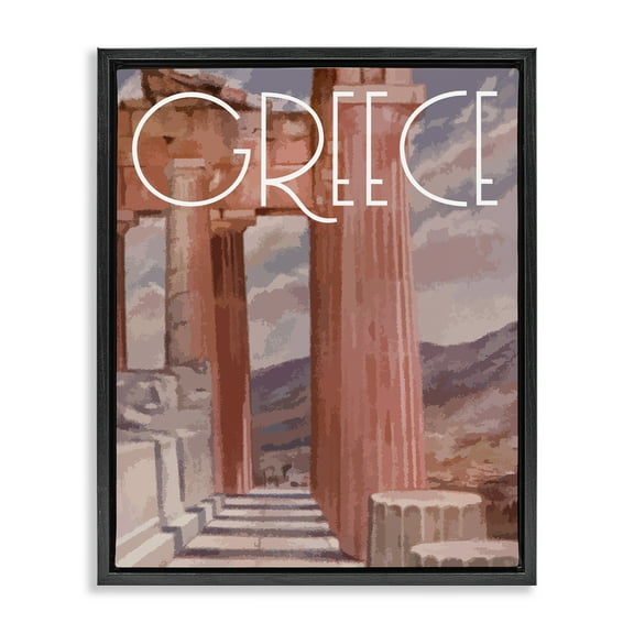 Stupell Industries Greece City Landmarks Buildings & Architecture Painting Black Floater Framed Canvas Art Print Wall Art, 17 x 21