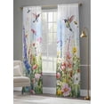 thumbnail image 5 of Watercolor Flower Sheer Curtains for Living Room Bedroom, Hummingbird Hand-painted Flowers Bird Light Filtering Sheer Curtain Rod Pocket Voile Window Treaments Drapes, 52 x 108 Inches, 5 of 9