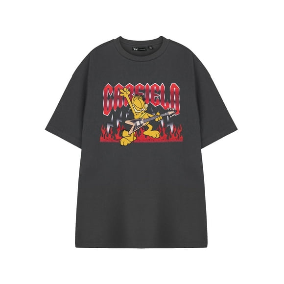 Garfield T-Shirt Unisexe Gris à Manches Courtes