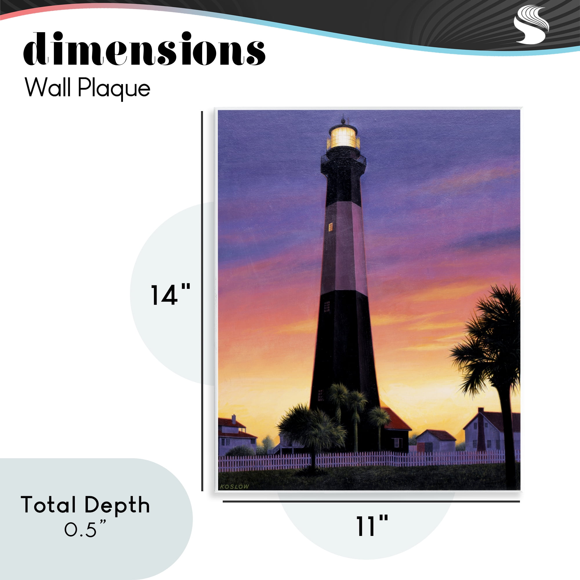 Georgia Tybee Island Lighthouse Wall Plaque Art, design by Wind River Studios