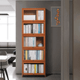 thumbnail image 5 of MoNiBloom Bamboo Tall 5 Tiers Bookcase, Free Standing Shelf with Acrylic Door, Brown, for Living Room, 5 of 10