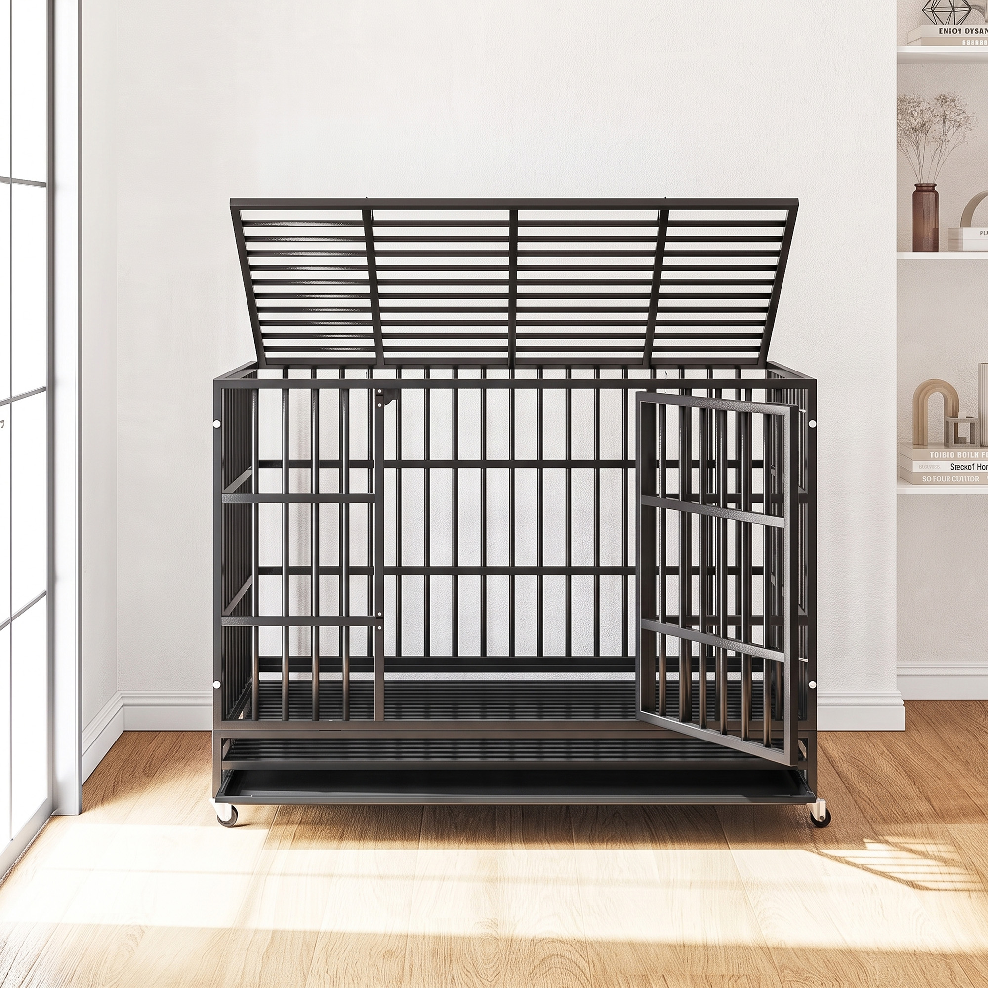 Waleaf 48 Inch Heavy Duty Dog Crate with Wheels photo 3