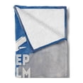 thumbnail image 2 of Saying Soft Flannel Fleece Throw Blanket, AviatiTheme Keep Calm and Trave Message with Plane and Clouds, Cozy Plush for Indoor and Outdoor Use, 60" x 80", Cobalt Blue and White, by Ambesonne, 2 of 5