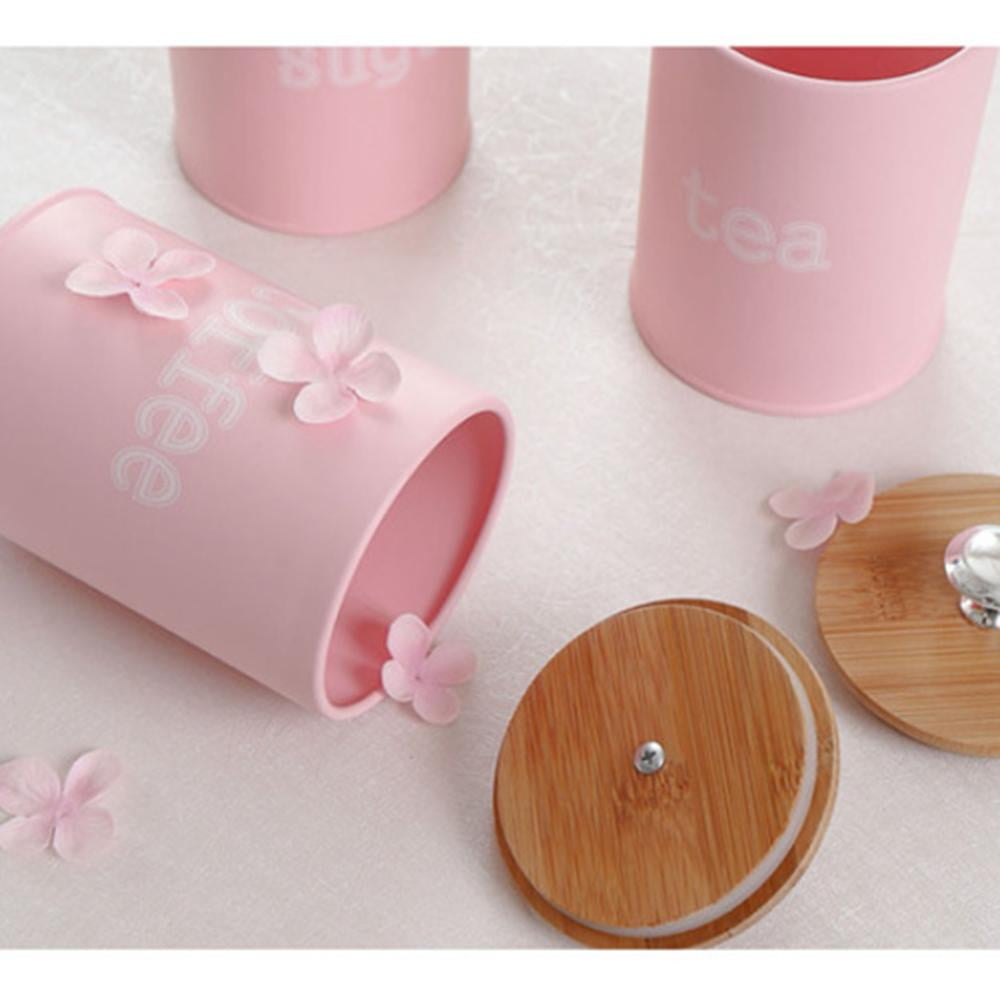 Durable Kitchen Metal Spice Seasoning Canister Pink