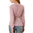 thumbnail image 4 of MODA NOVA Junior's Floral Print Ruffle V Neck Self Tie Wrap Peplum Top, 4 of 7
