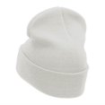 thumbnail image 2 of Foldable Fan Embroidered 12 Inch Long Knitted Beanie - White OSFM, 2 of 5