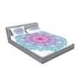 thumbnail image 2 of Ambesonne Mandala Fitted Sheet & Pillow Sham Set, Floral Form, Queen, White Pink and Blue, 2 of 2