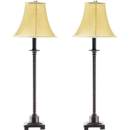Set Of 2 Buffet Lamps Metal With Fabric Shades Com Set Of 2 Buffet Lamps Metal With Fabric Shades