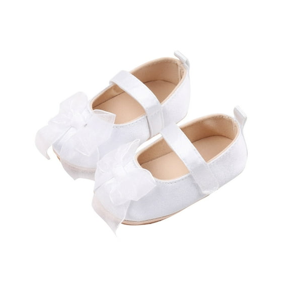 Owordtank Infant Baby Girls Dress Shoes Newborn Bowkont Mary Jane Flats Non-Slip Lightweight Soft Sole Toddler First Walkers Shoes