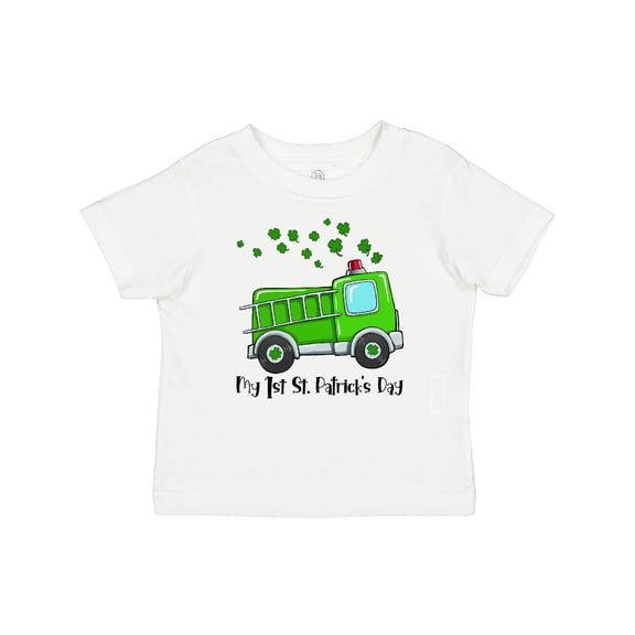 Inktastic My 1st St. Patrick's Day Green Fire Truck with Clovers Boys or Girls Baby T-Shirt