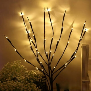 Fudios Lighted Twigs Branches for Vases Battery Operated with Timer 32in  100 LED,Artificial Brown Willow Branches with Lights for Home Party Decor