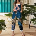 thumbnail image 5 of Iaqnaocc Hawaiian Jumpsuits for Women Plus Size Sleeveless Maple Leaf Print Jumpsuits Rompers Boho Vacation Rompers for Women Summer Casual Loose Spaghetti Strap Overalls for Women Dark Blue M, 5 of 6