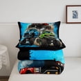thumbnail image 5 of Manfei Cartoon Monster Truck Full Size Comforter Sets,Extreme Games Bedding Comforter Set,Blue,Black Reversible,3 Pieces,1 Comforter and 2 Pillowcases, 5 of 7